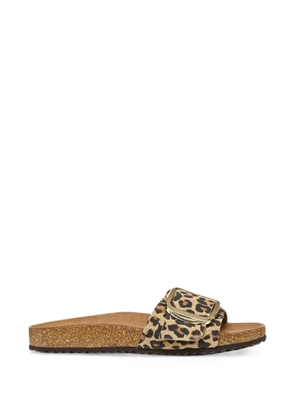 Geox Brionia R leopard-print buckle-detail slides - Brown