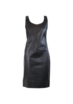 Bottega Veneta Pre-Owned scoop-neck leather mini dress - Black