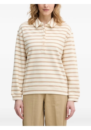 Benetton striped long-sleeve polo shirt - White