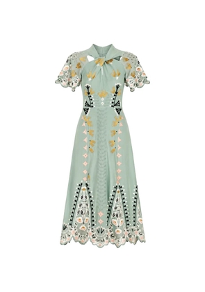 Temperley London embroidered scalloped-edge midi dress - Green