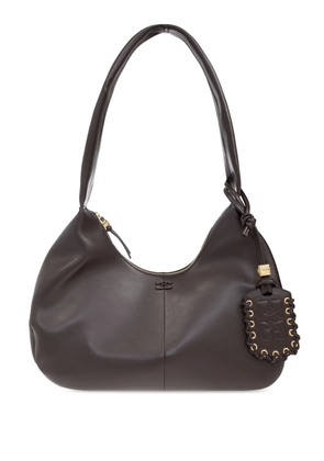 GANNI medium leather shoulder bag - Brown