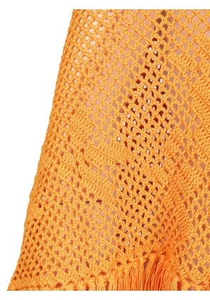 Chiara Is fringe-trimmed open-knit scarf - Orange