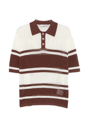 COMMAS open-weave striped polo shirt - Brown