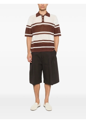 COMMAS open-weave striped polo shirt - Brown