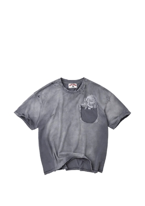 Vale skull-print distressed-effect T-shirt - Grey