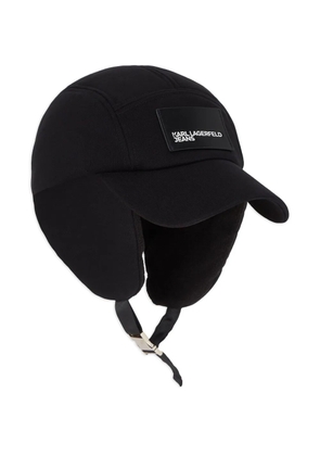 Karl Lagerfeld Jeans ear-flap logo-patch hat - Black