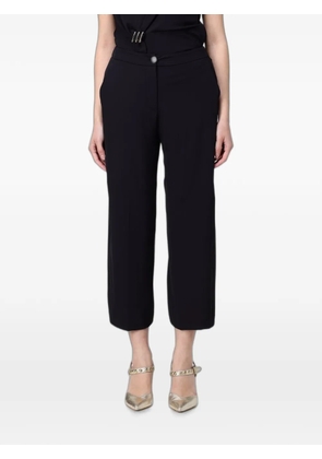 Hanita crepe-texture cropped trousers - Black