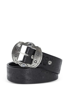 Htc Los Angeles floral-embossed leather belt - Black