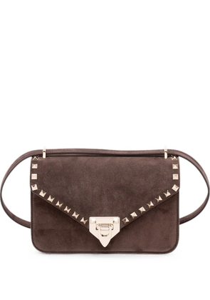 Valentino Garavani small Rockstud suede shoulder bag - Brown