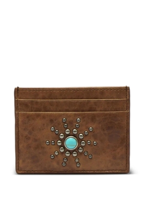 Htc Los Angeles Sun stud-embellished leather card holder - Brown