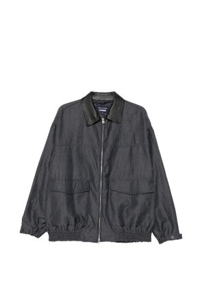 Comme des Garçons Homme leather-collar herringbone jacket - Blue
