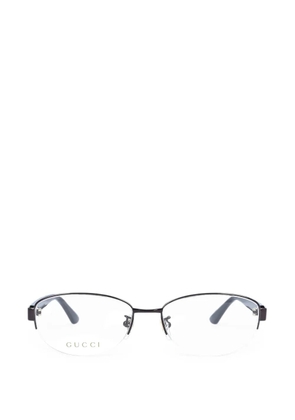 Gucci Eyewear logo-plaque round-frame glasses - Brown