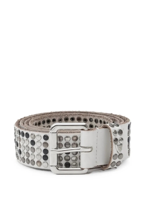 Htc Los Angeles stud-embellished leather belt - White