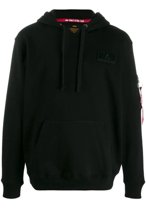 Alpha Industries logo stripe detail hoodie - Black