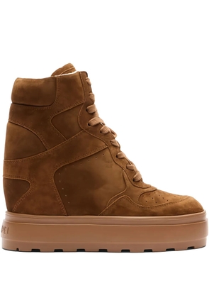 Casadei 80mm lace-up wedge-heel sneakers - Brown