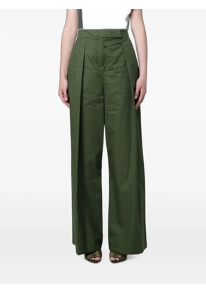 Hanita pleated-detail cotton palazzo pants - Green