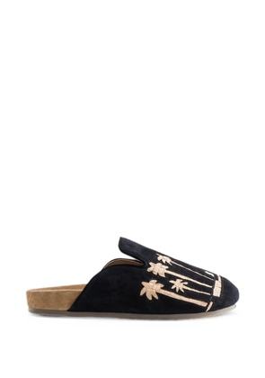 Baziszt Sid palm-tree-appliqué mules - Black