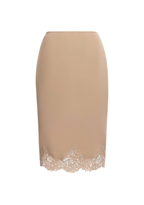Elie Saab lace-trim pencil midi skirt - Neutrals