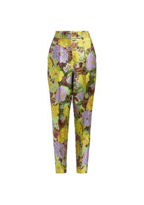Elie Saab brocade floral-print trousers - Green