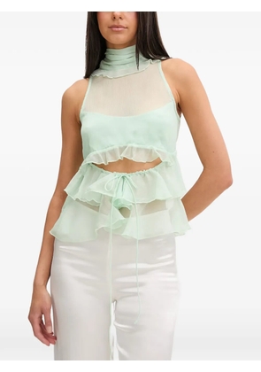 Bardot Cynthia ruffled cut-out sleeveless blouse - Green