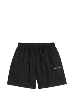 MKI Miyuki Zoku logo-print linen shorts - Black