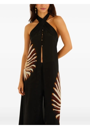 FARM Rio Ammonite printed halterneck top - Black