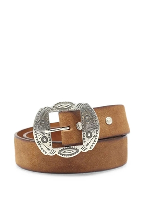 Htc Los Angeles Belasco engraved buckle suede belt - Neutrals