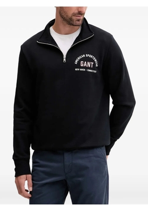 Gant logo-print quarter-zip sweatshirt - Black