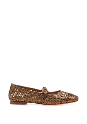 Santoni woven metallic-leather ballet flats - Gold