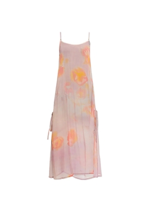 Diesel floral-print crystal-logo midi dress - Pink