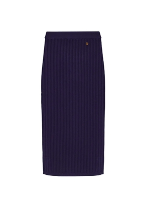 Versace ribbed-knit Medusa-plaque midi skirt - Purple