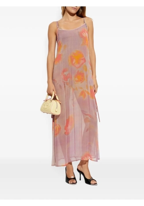Diesel floral-print crystal-logo midi dress - Pink
