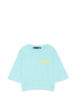 Love Moschino logo-print elasticated-hem T-shirt - Blue