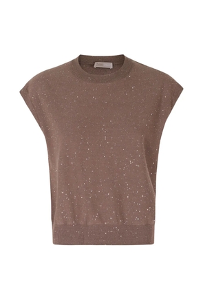 Herno sequin-embellished knitted top - Brown