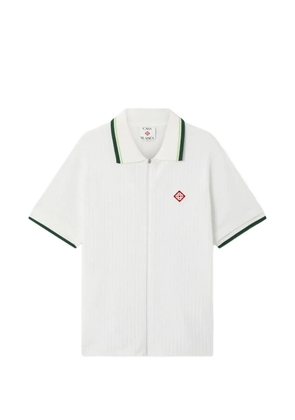 Casablanca ribbed zip-up short-sleeve shirt - White