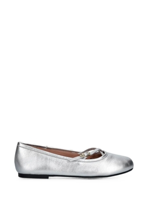 Love Moschino metallic-effect buckled ballet flats - Grey