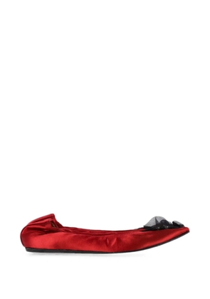 Lanvin Pre-Owned brooch-embellished ballet flats - Red