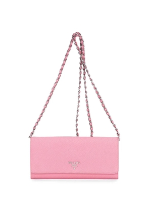 Prada Pre-Owned Saffiano-leather flap chain-strap wallet - Pink