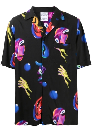 COUNTY OF MILAN Crazy Faces print shirt - Black