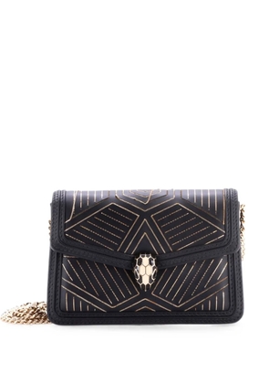 Bvlgari Pre-Owned Serpenti Diamond Blast Shoulder Bag Embellished Leather Mini crossbody bag - Black