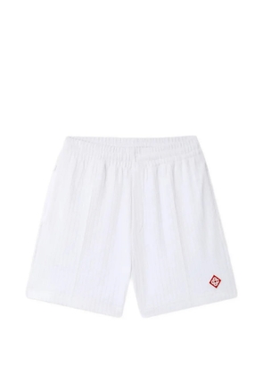 Casablanca logo-patch ribbed shorts - White