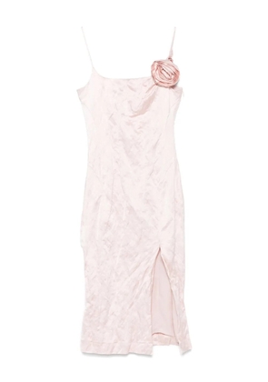 Blumarine 3D-roses crinkled midi dress - Pink