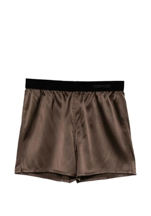 TOM FORD satin side-slit shorts - Brown