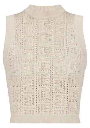 Balmain monogram knitted crop top - Neutrals