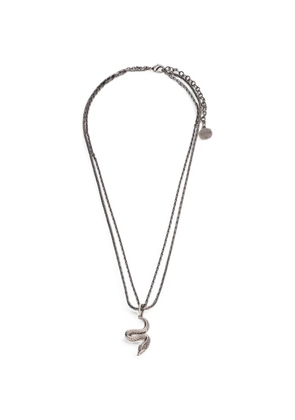 Roberto Cavalli snake-pendant necklace - Silver