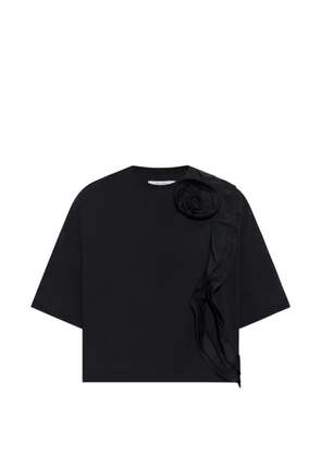 Max Mara ruffled floral-appliqué T-shirt - Blue