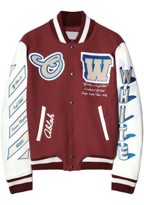 Off-White Lea appliqué varsity jacket - Red