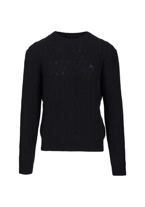 ETRO Pegaso-embroidered cashmere sweater - Blue