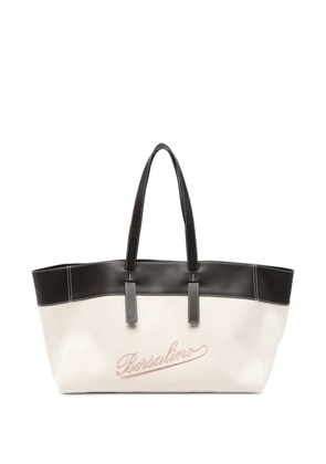 Borsalino large logo-embroidered tote bag - Neutrals
