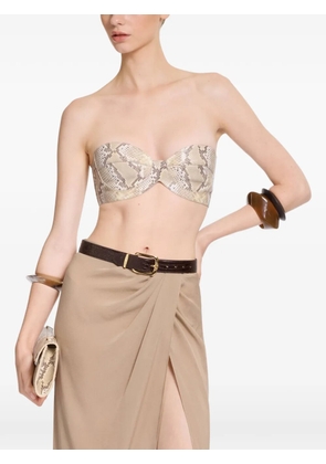 Elie Saab python-print leather bralette - Neutrals